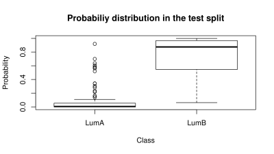  Probability distribution of th SVM for the holdout split 